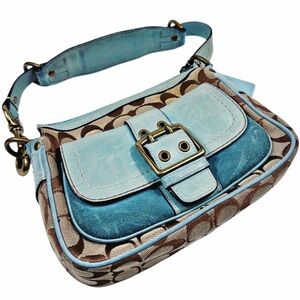 VINTAGE Y2K COACH LEGACY SOHO JACQUARD BLUE SHOULDER BAG GIGI VACHETTA TURNLOCK